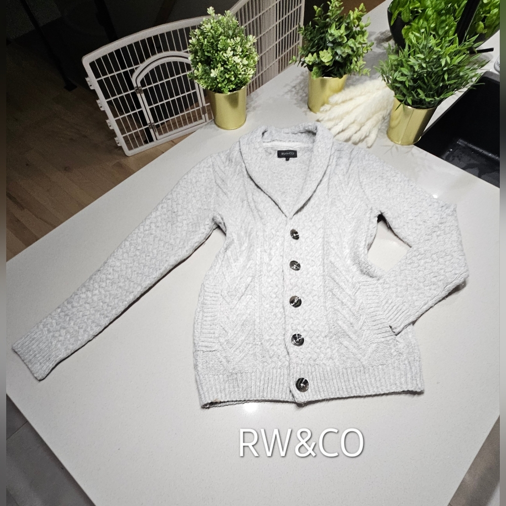RW&CO Superbe cardigan en tricot épais avec poches latérales et gros boutons